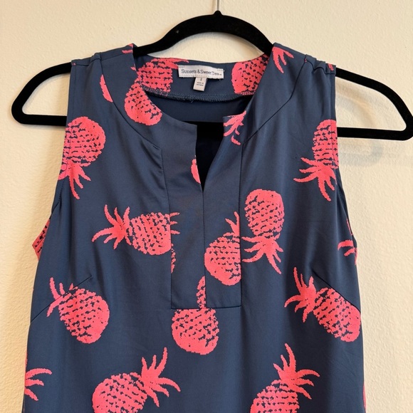 Sunsets & Sweet Tea Sheath Dress Pineapple Beach Resort Vacation Nylon S - Picture 3 of 6